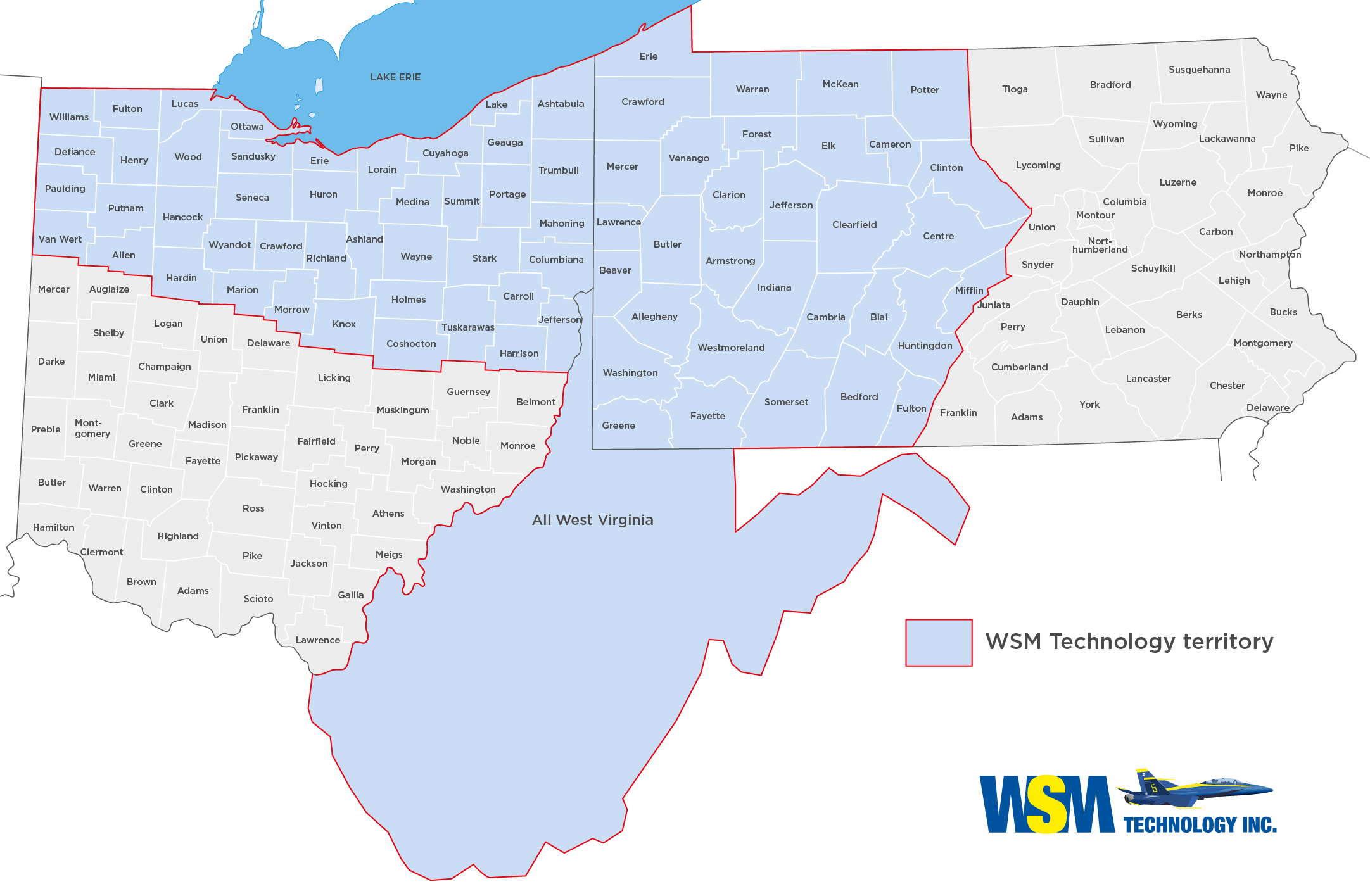 WSM Technology Regional Coverage Area